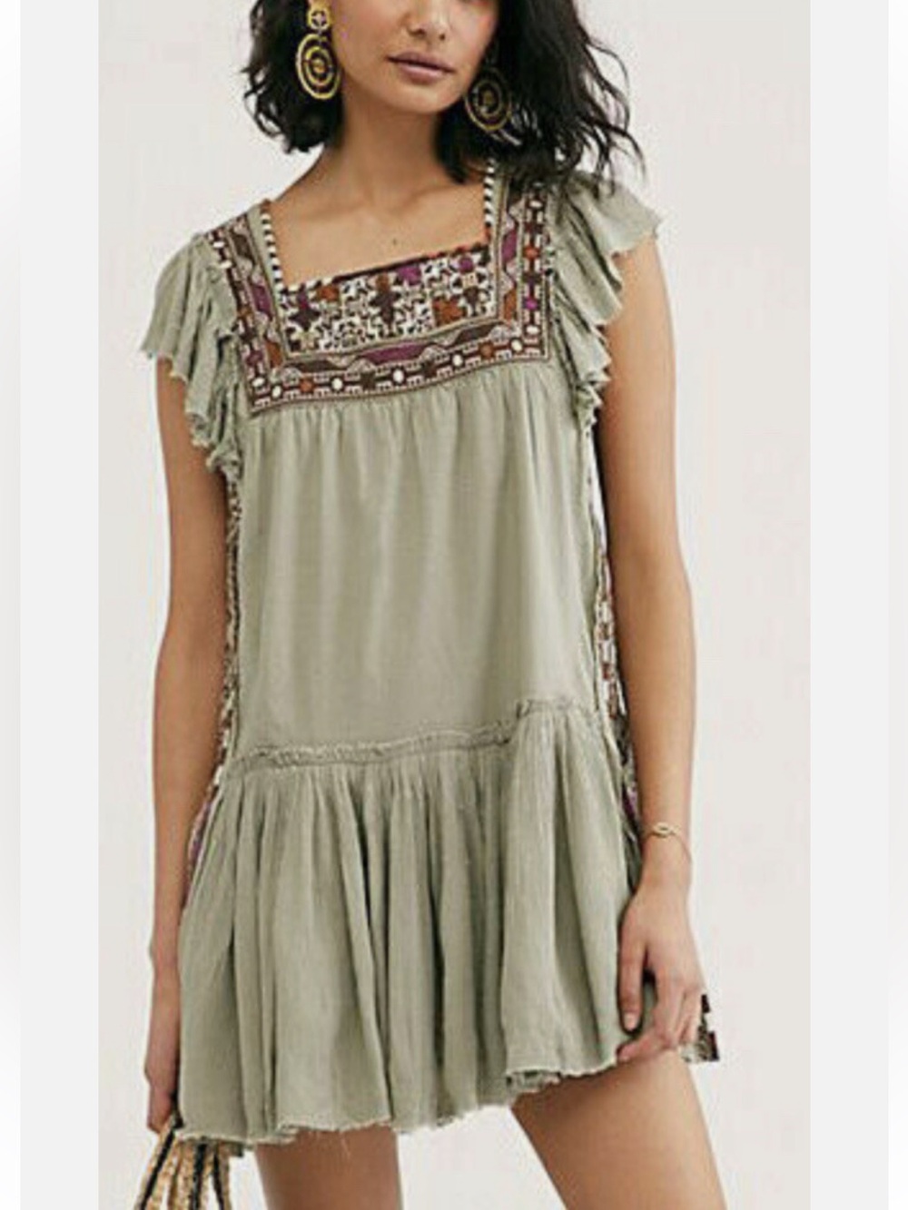 Free People Day Glow Mini Dress Spanish Moss Size XS